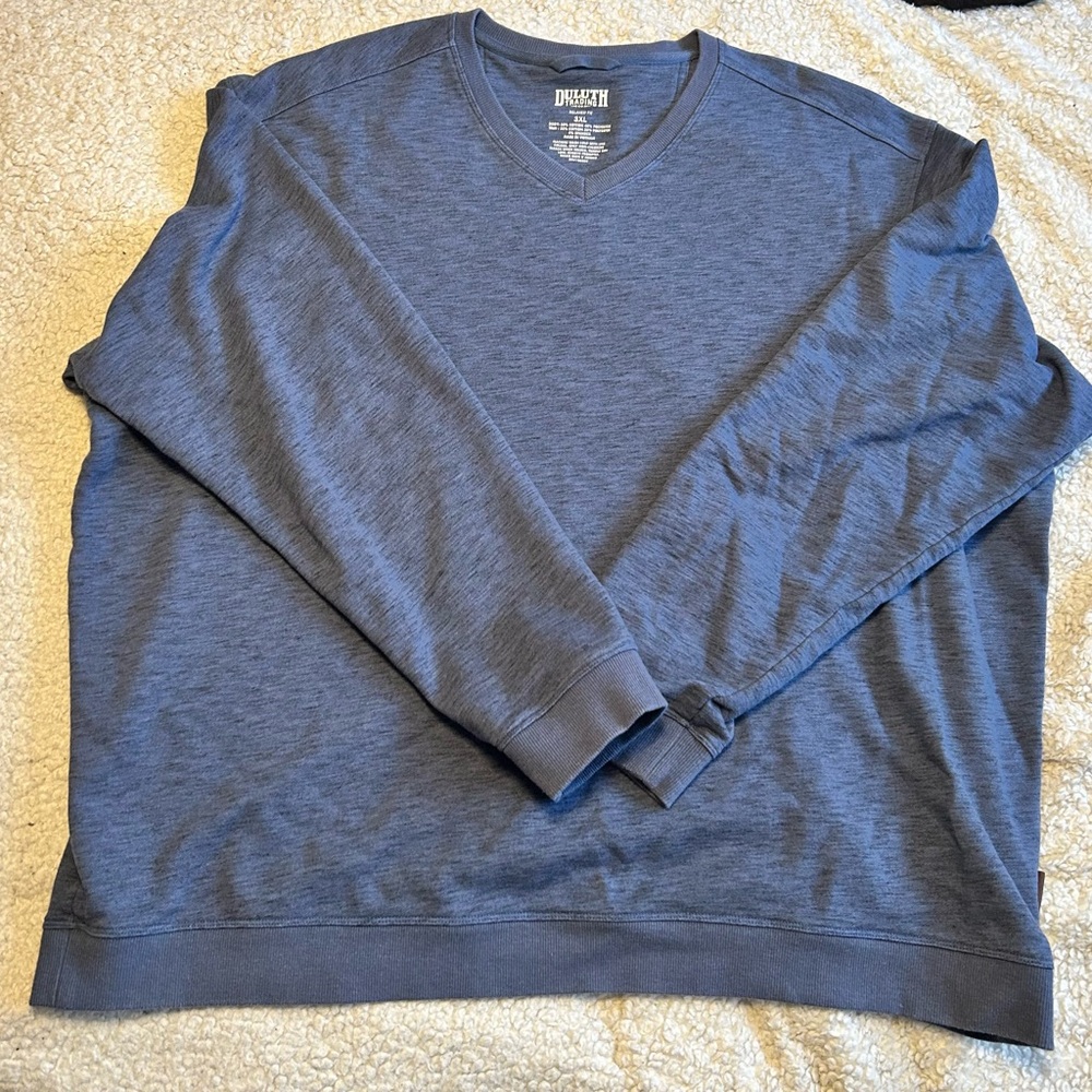 Duluth Trading Co Blue V-Neck Sweater